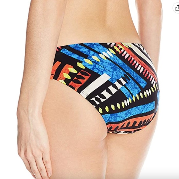NWT La Blanca Womens African Beat Side Shirred Hipster Bikini Bottom Sz. 14 - Picture 2 of 2